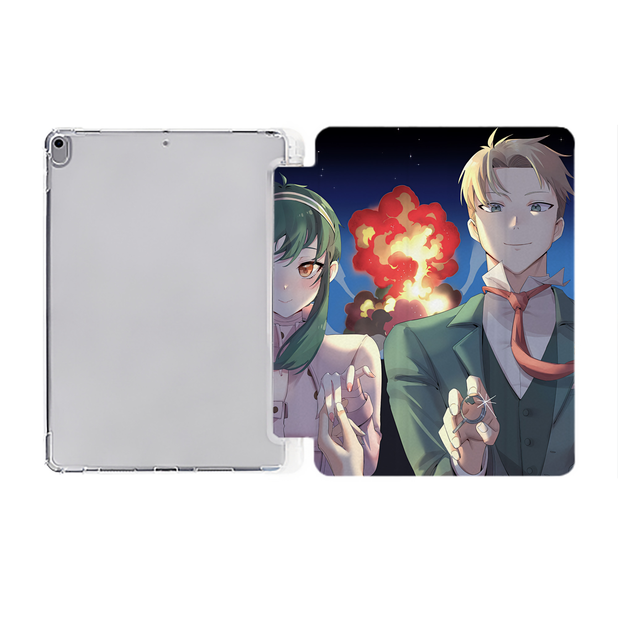 （画像用） SPY×FAMILY间谍家家酒 IPad ケース ペン収納付き 三つ折りスタンド PUレザー×シリコン 対応機種9.5/10.5/10.9インチ